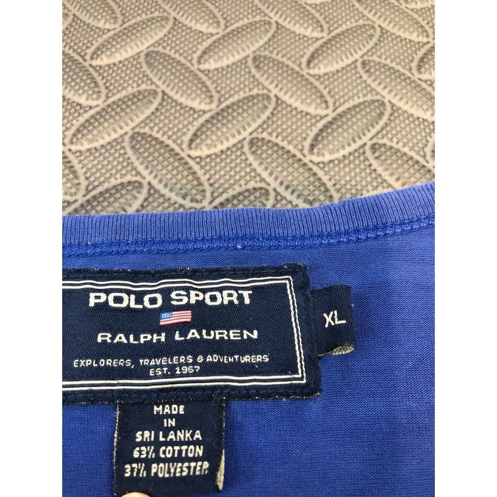 Polo Sport Ralph Lauren Long Sleeve T-Shirt Mens XL Blue Graphic PSRL 1967